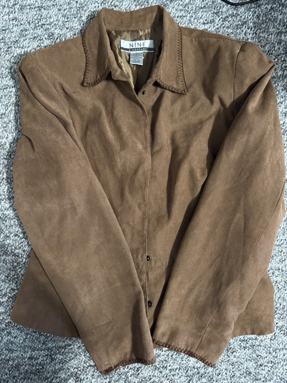 Nine West Tan Brown Suede-Look Button Front Jacket